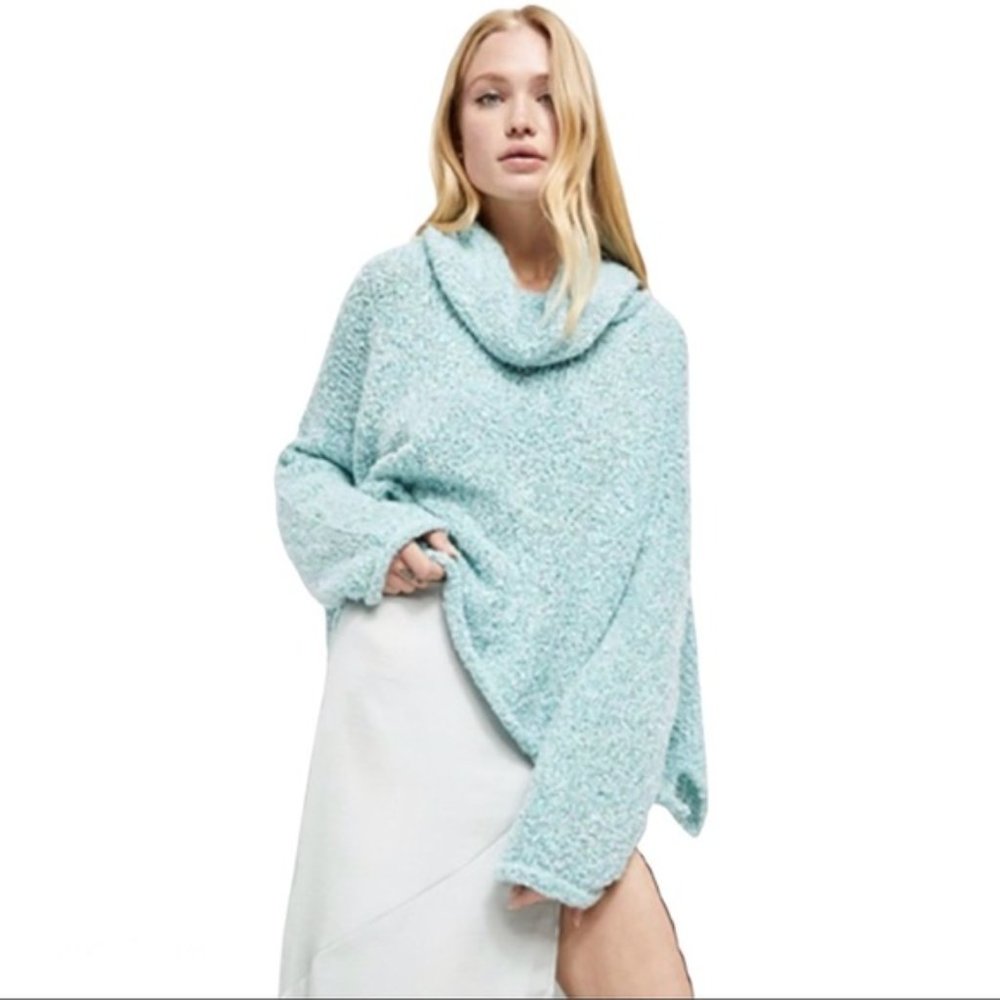 Free People BFF Sweater Aqua Star Size Medium - Picture 2 of 6